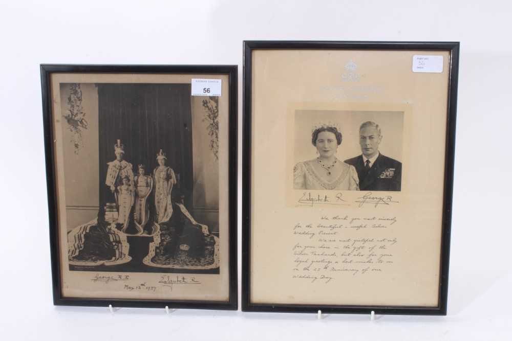 T.M.King George VI and Queen Elizabeth 1937 Coronation day portrait photograph with printed signatur