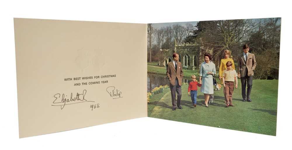 H.M. Queen Elizabeth II and H.R.H. The Duke of Edinburgh - signed 1968 Christmas card with twin Roya