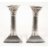 Pair of Edwardian 6" Corinthian column candlesticks