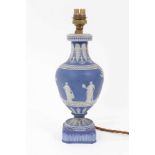 19th century Jasper ware vase, probably Wedgwood, decorated in relief with classical figures, on a c