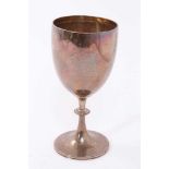Victorian silver goblet, inscribed "To one lover of a good horse from another"