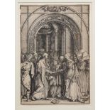 Albrecht Durer (1471-1528) woodcut, 'The Marriage of the Virgin' published around 1504 in glazed fra