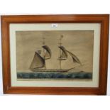 Mid-19th century pen, ink and watercolour - ship portrait, indistinctly signed and titled, inscribed