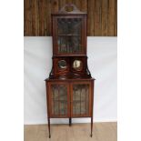 Edwardian mahogany two height corner cupboard