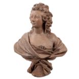 After Nicolas Coustou (1658-1733): Large 19th century terracotta bust Countess Noille, incised to re