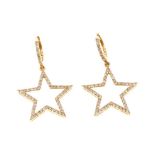 Pair of diamond star earrings by Rosa de la Cruz in 18ct yellow gold setting. Hallmarked London 2018