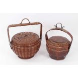 Antique Chinese food carrier and an antique Japanese basket food carrier