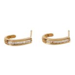 Pair of diamond 18ct gold half hoof earrings