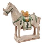Chinese Tang’ style horse with glazed saddle