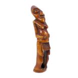 Interesting African carved horn figure with old collection label