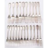 Collection of twenty two Georgian and later silver forks (various dates and makers)