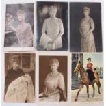 H.M. Queen Mary, six signed/inscribed portrait postcards including 'grateful thanks for the most att