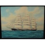E.P. Jones The Thirlmere, watercolours, a three masted iron ship under full sail, signed, in bla