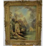 J Bell, 19th century, oil on board - Brissago, Lake Maggiore, signed and inscribed, 41cm x 31cm, in