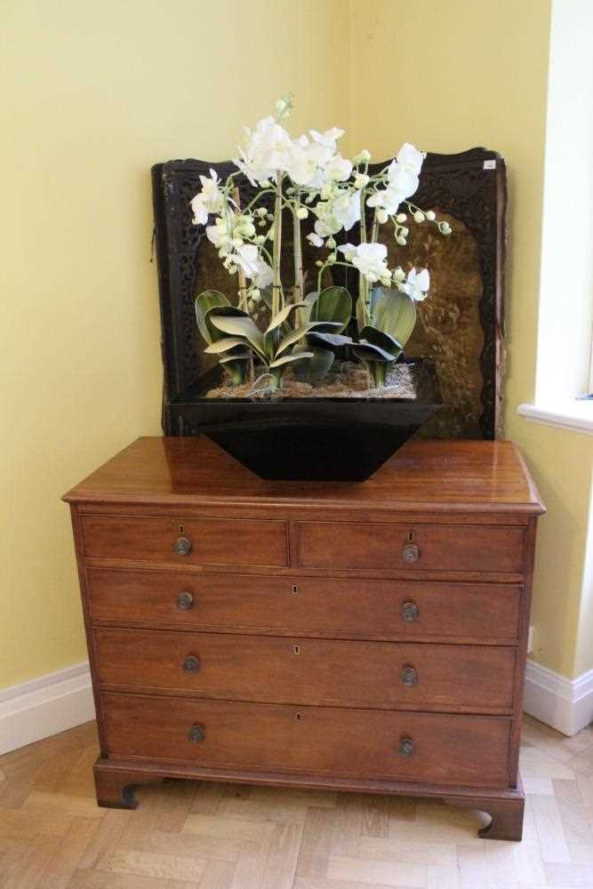 19th century mahogany chest of two short and three long graduated drawers with brass handles and coc - Bild 2 aus 3