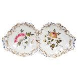 A pair of George Grainger botanical shell shaped dishes, circa 1835-40