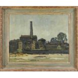 Douglas Pittuck (1911-1993), oil on board - Ulathorns Textile Mill, Barnard Castle