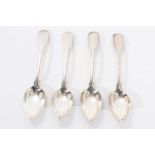 Set of four early 19th Cape of Good Hope Colony silver fiddle pattern dessert spoons marked CDL