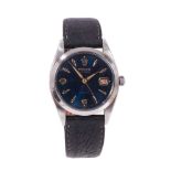 Gentleman's Rolex OysterDate Precision stainless steel wristwatch with blue enamel dial, previously