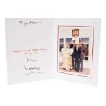 H.R.H.The Prince of Wales, signed 1996 Christmas card with gilt Royal cipher to cover, colour photog