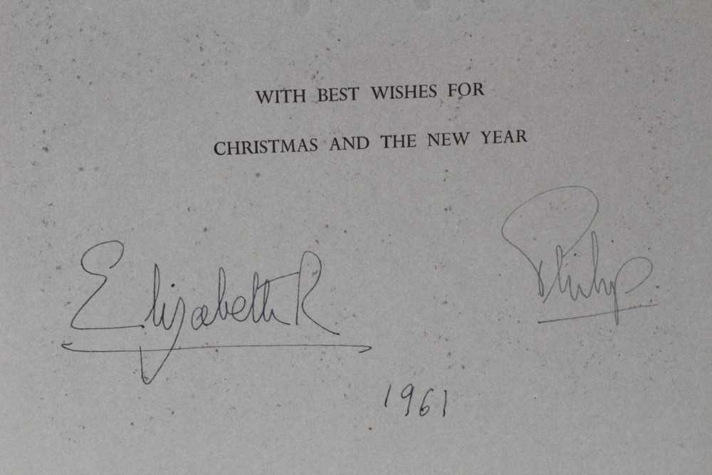 H.M. Queen Elizabeth II and H.R.H. The Duke of Edinburgh, signed 1961 Christmas card with twin gilt - Image 2 of 2