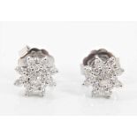 Pair of diamond cluster earrings