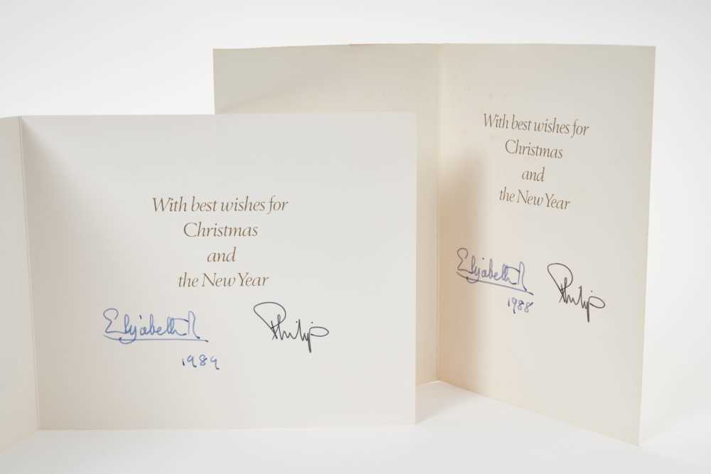 H.M.Queen Elizabeth II and H.R.H.The Duke of Edinburgh, two signed 1988 and 1989 Christmas cards wit - Image 2 of 2