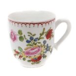 18th century Bow polychrome floral coffee cup, circa 1760-65