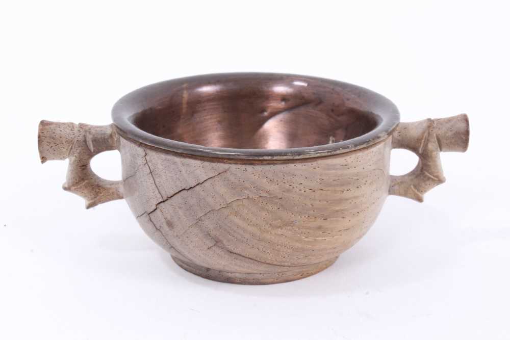 Asian wood libation cup with copper lining - Image 2 of 5
