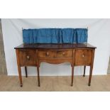 19th century mahogany and lined inlaid serpentine sideboard