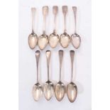 Group of 19th century silver tablespoons