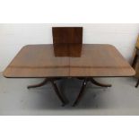 George III style mahogany twin pedestal dining table