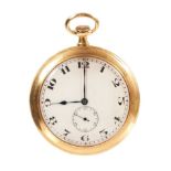 Early 20th century 18ct gold pocket watch in fitted case