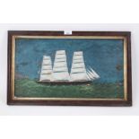 Good naive 19th century oil on panel ship picture