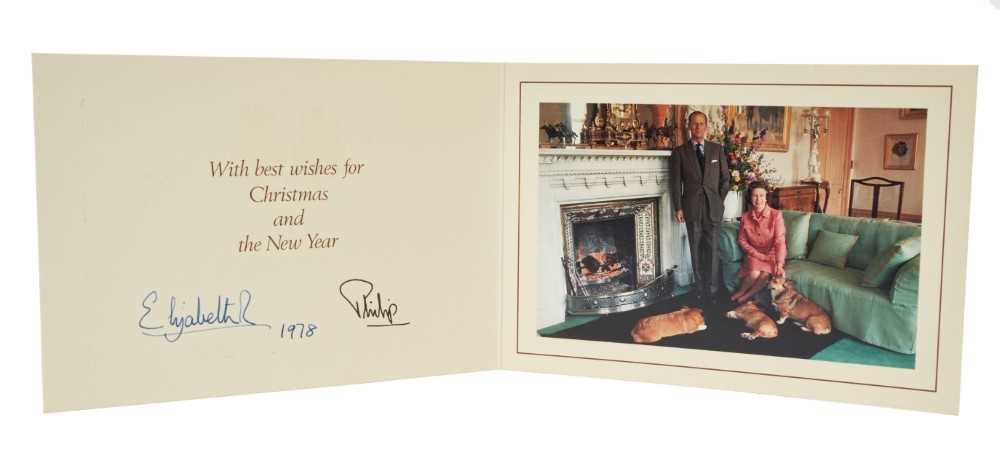 H.M.Queen Elizabeth II and H.R.H. The Duke of Edinburgh, signed 1978 Christmas card with twin gilt R