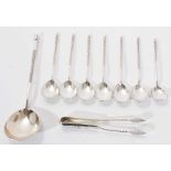 Collection of Imperial Russian silver spoons and pair of sugar tongs