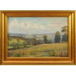 *Margaret Dovaston (1884-1955) oil on canvas - extensive rural landscape, signed and dated 191?, 30c