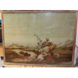 Large pair of 19th century French Aubusson tapestry panels, in glazed iced oak frames