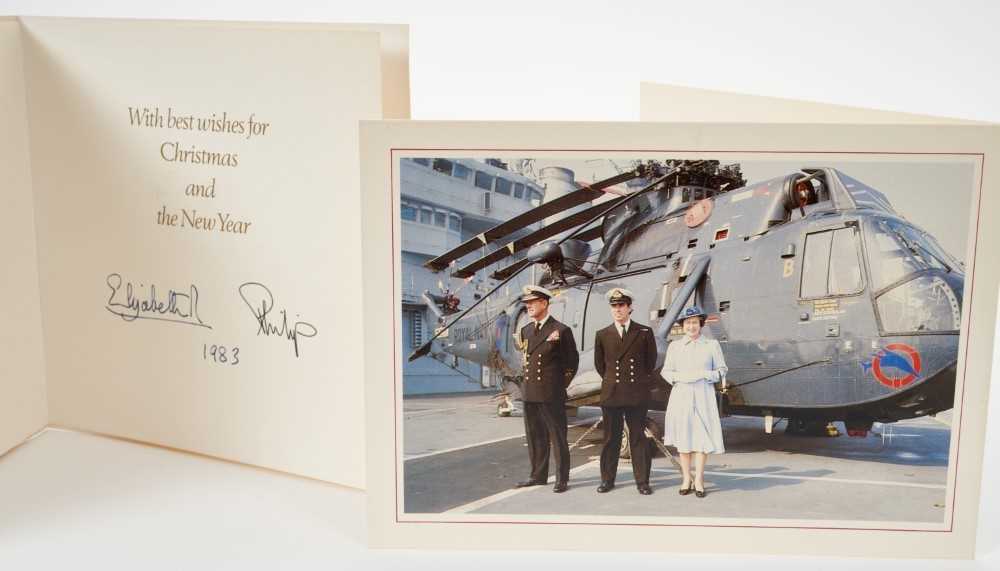 H.M.Queen Elizabeth II and H.R.H.The Duke of Edinburgh, two signed 1982 and 1983 Christmas cards wit - Bild 2 aus 3