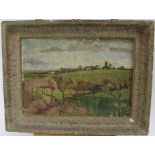 Richard Rees (1900-1970) oil on board - rural landscape, 24.5cm x 34.5cm, framed