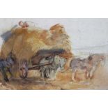 East Anglian School haycart water colour and pencil