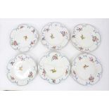 Six 18th century Sevres soft paste porcelain plates