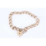 9ct gold curb link bracelet with padlock clasp