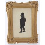 19th century cut paper full length silhouette of Napoleon Bonaparte in glazed gilt frame