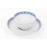 18th century Worcester moulded blue and white tea bowl and saucer, circa 1755. Provenance; Godden Re