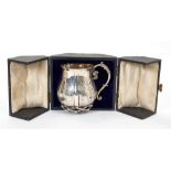 Victorian cased silver christening cup