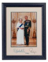 H.M.Queen Elizabeth II and H.R.H. The Duke of Edinburgh, fine signed presentation colour portrait ph