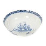 Rare 18th century Pennington Liverpool shipping bowl, circa 1780-85