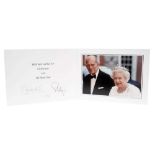 H.M.Queen Elizabeth II and H.R.H. The Duke of Edinburgh, signed 2011 Christmas card with twin gilt R