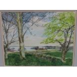 *Andrew Dodds (Contemporary) watercolour the stour at Bradfield, and another